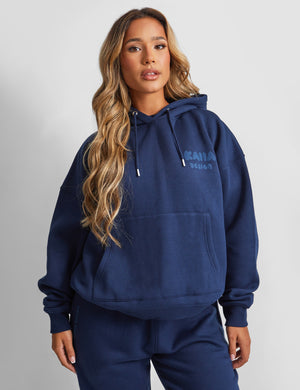 Kaiia Design Bubble Logo Oversized Hoodie Navy