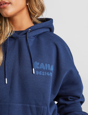 Kaiia Design Bubble Logo Oversized Hoodie Navy