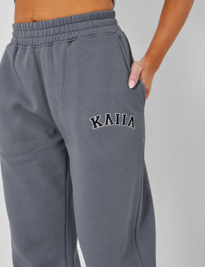 Kaiia Wide Leg Sweat Pants in Charcoal Grey