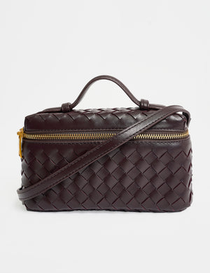 The Maddie Chocolate Brown Weave Cross Body Bag