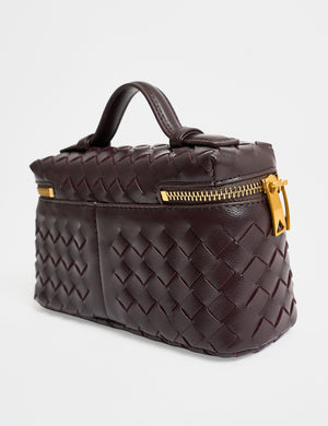 The Maddie Chocolate Brown Weave Cross Body Bag