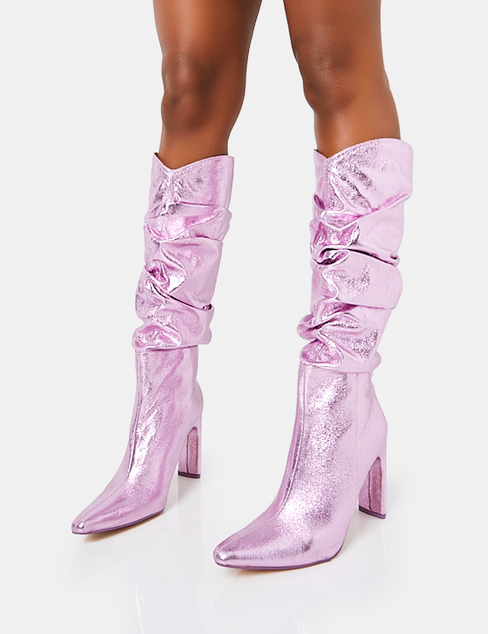 Block Heel Knee High Sparkle Boots Knee High Boots Next Pink