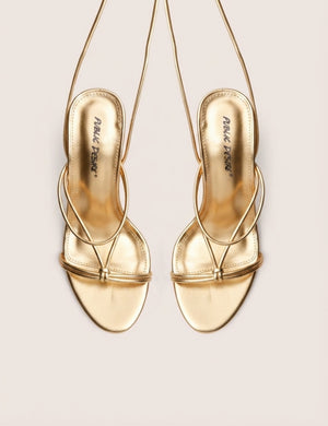 Marcel Gold Strappy Ankle Tie High Heels