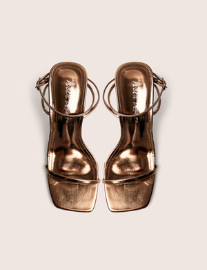 Natalya Bronze Barely There Square Toe Stiletto Mid Heels