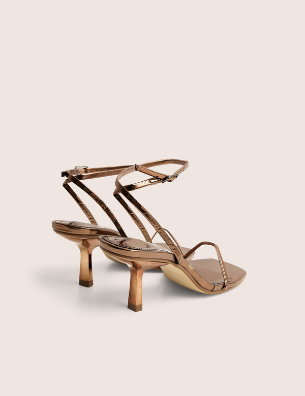 Natalya Bronze Barely There Square Toe Stiletto Mid Heels