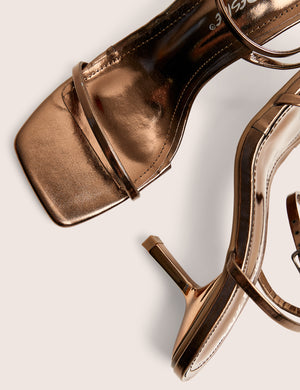Natalya Bronze Barely There Square Toe Stiletto Mid Heels