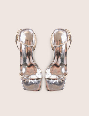 Natalya Silver Barely There Square Toe Stiletto Mid Heels
