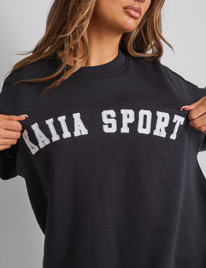 Kaiia Sport Slogan Sweatshirt Black