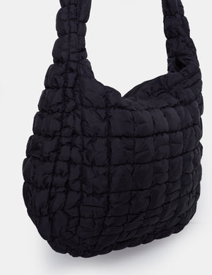 Noe Black Quilted Tote Shoulder Bag