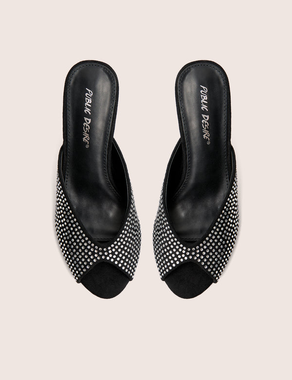 Norma Black Embellished Mule Heels