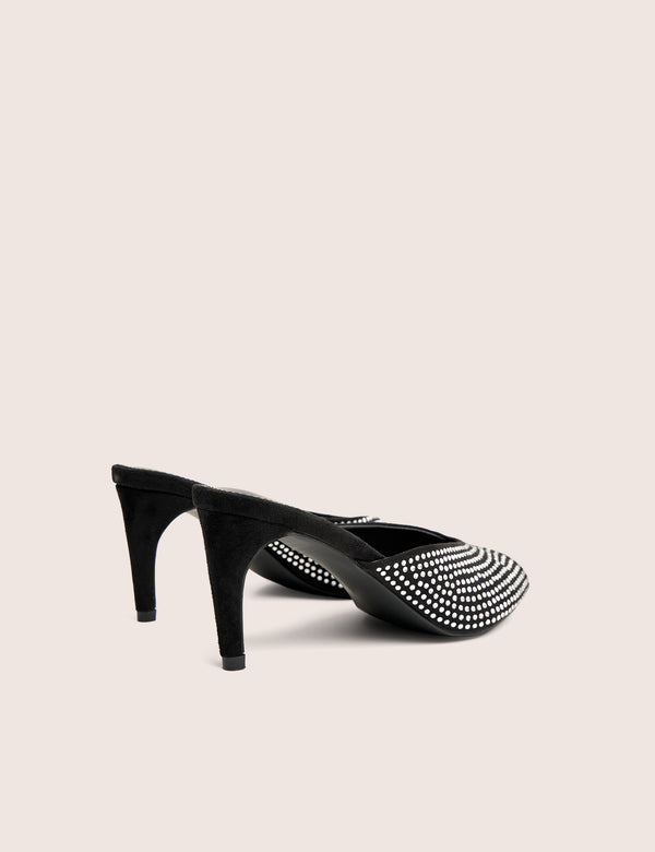 Norma Black Embellished Mule Heels