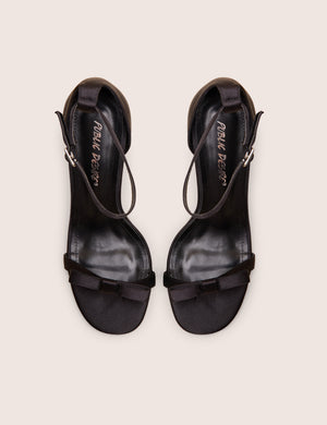 Novie Black Ankle Strap Bow Detail Heels