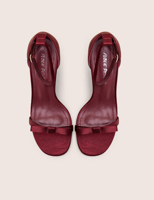 Novie Burgundy Ankle Strap Bow Detail Heels