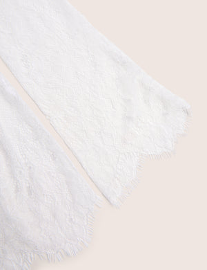 Long Sheer Lace Gloves White