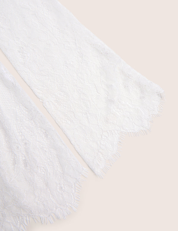 Long Sheer Lace Gloves White