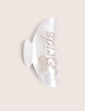 Bride Embellished Hair Claw Clip Pearl White