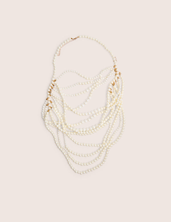 Layered Pearl Necklace & Body Chain White