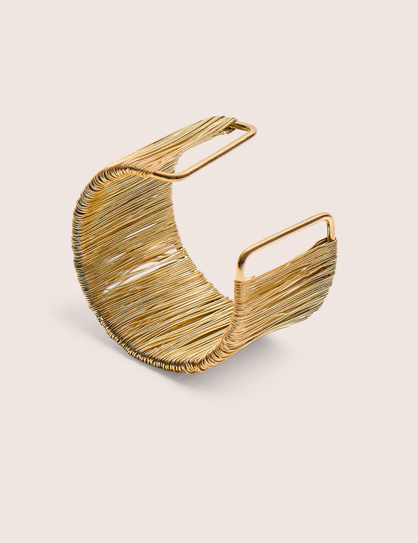 Wire Detail Open Cuff Bracelet Gold