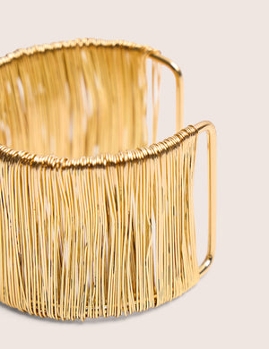 Wire Detail Open Cuff Bracelet Gold