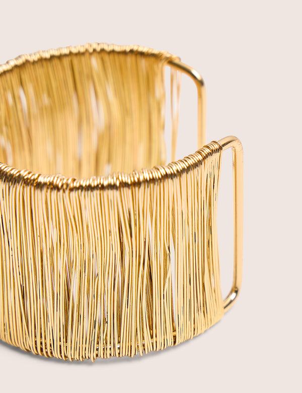 Wire Detail Open Cuff Bracelet Gold