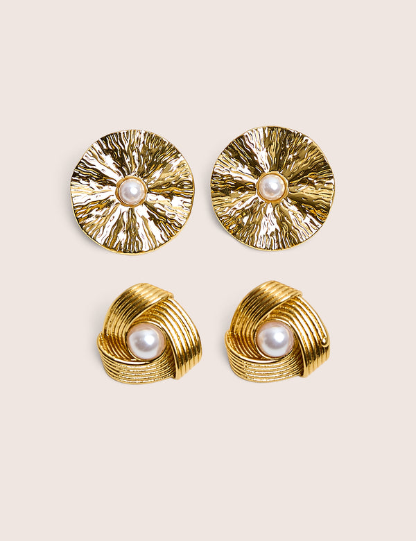 Gold and Pearl Earring Two Pack