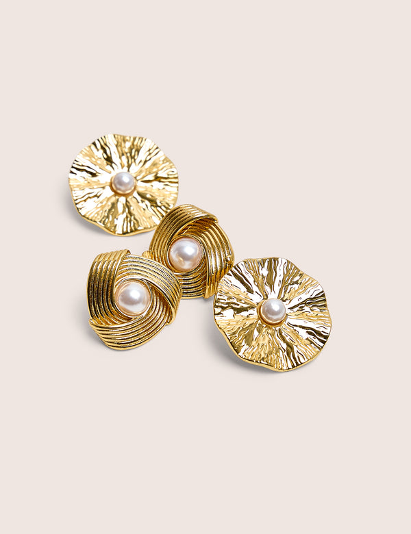 Gold and Pearl Earring Two Pack