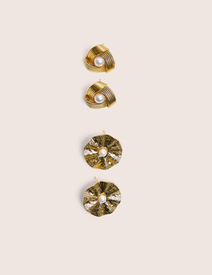 Gold and Pearl Earring Two Pack