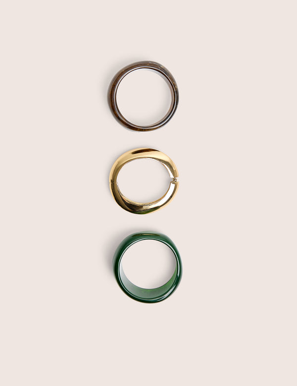 Three Pack of Resin and Gold Bangle