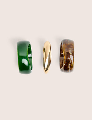 Three Pack of Resin and Gold Bangle
