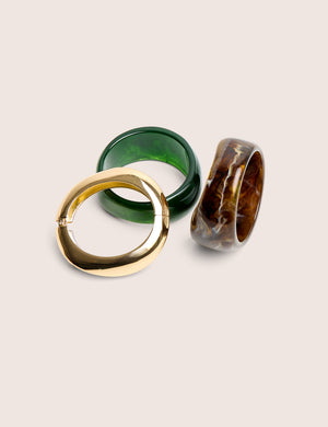 Three Pack of Resin and Gold Bangle