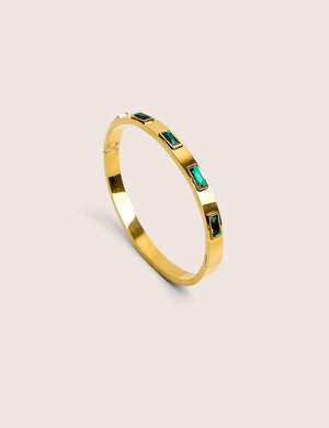 Gold Plated Bangle With Glass Stones
