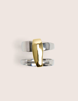 Silver and Gold Abstract Ring