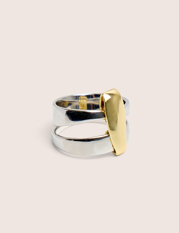 Silver and Gold Abstract Ring