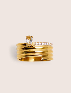 Layered Gold Ring With Diamante Detail