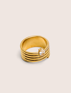 Layered Gold Ring With Diamante Detail