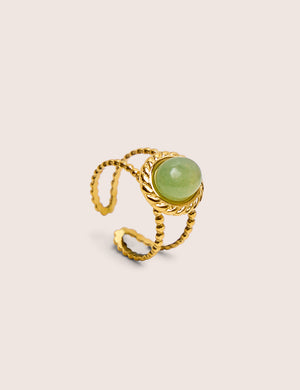 Adjustable Twist Detail Resin Ring in Gold
