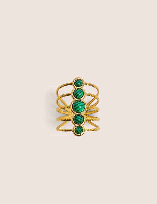 Adjustable Layered Resin Detail Ring in Gold