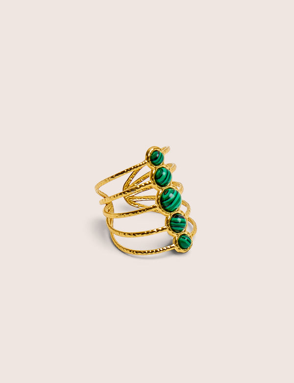 Adjustable Layered Resin Detail Ring in Gold