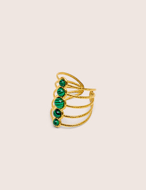 Adjustable Layered Resin Detail Ring in Gold