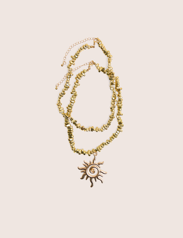 Layered Sunshine Necklace in Gold