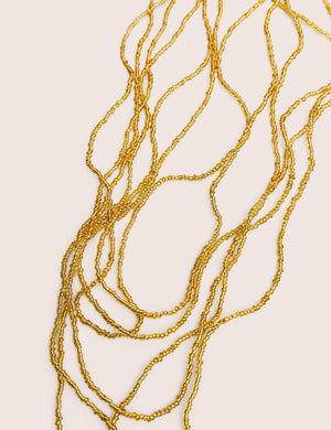 Beaded Long Layered Necklace in Gold