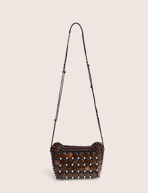 Beaded Brown Crossbody Bag