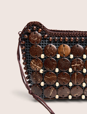 Beaded Brown Crossbody Bag