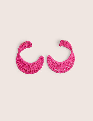 Woven Pink Hoop Earrings