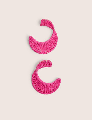Woven Pink Hoop Earrings