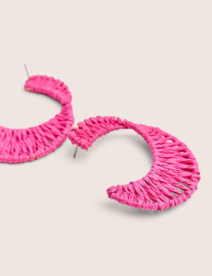 Woven Pink Hoop Earrings