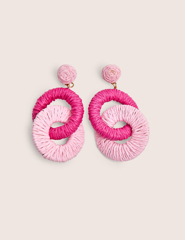 Multi Pink Drop Hoop Earrings