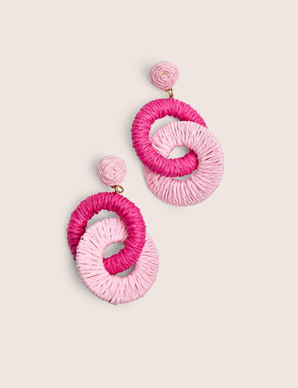 Multi Pink Drop Hoop Earrings