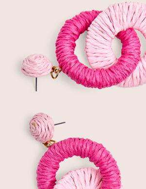 Multi Pink Drop Hoop Earrings