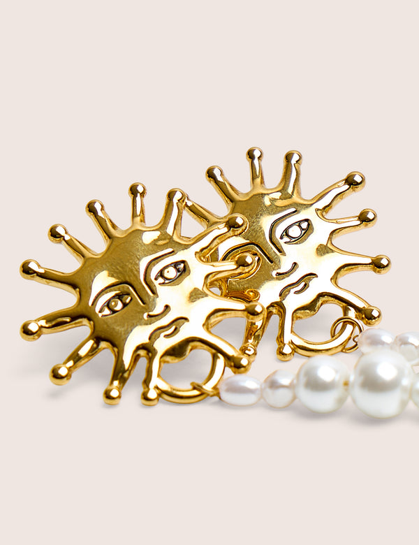 Public Desire Sun Detail Earring With Pearl Droplet